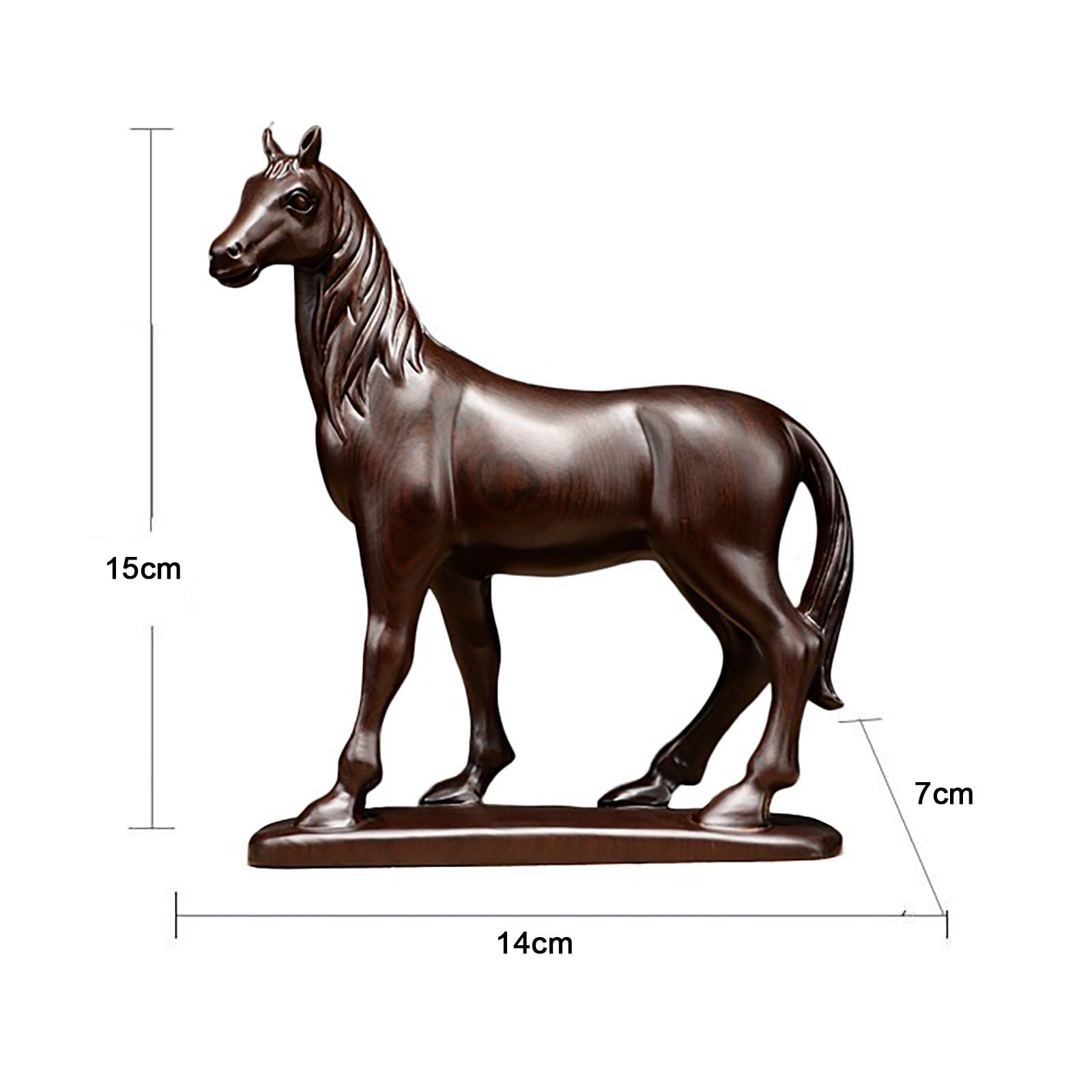 Amazon.co.jp: ブラックエボニーの木彫りの馬の置物、成功の象徴